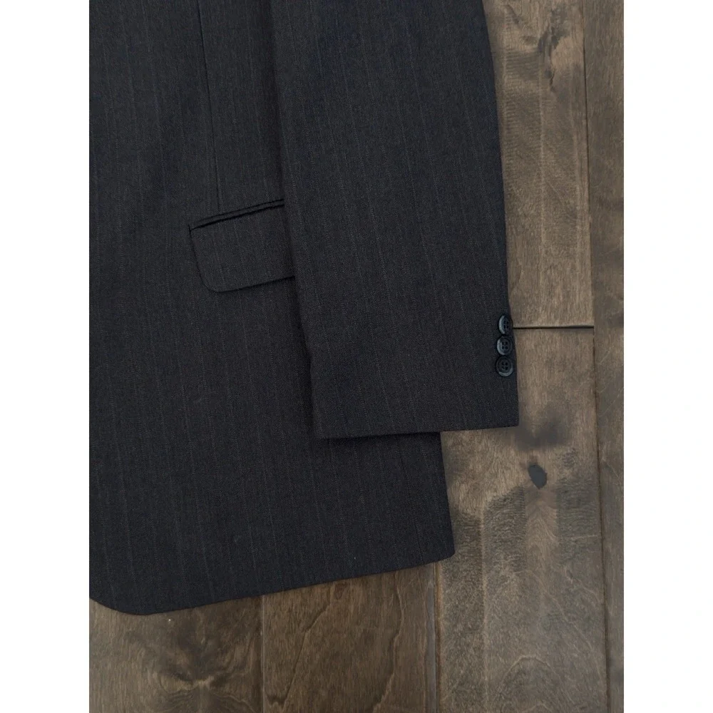 Vintage Johnny Carson Mens Blue Herringbone Blazer Jacket Two‎ Button Size 44L